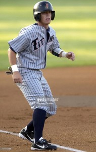A svelte and clean-shaven  Justin Turner (current Dodgers third baseman), back in his his playing days at nearby Cal State Fullerton.